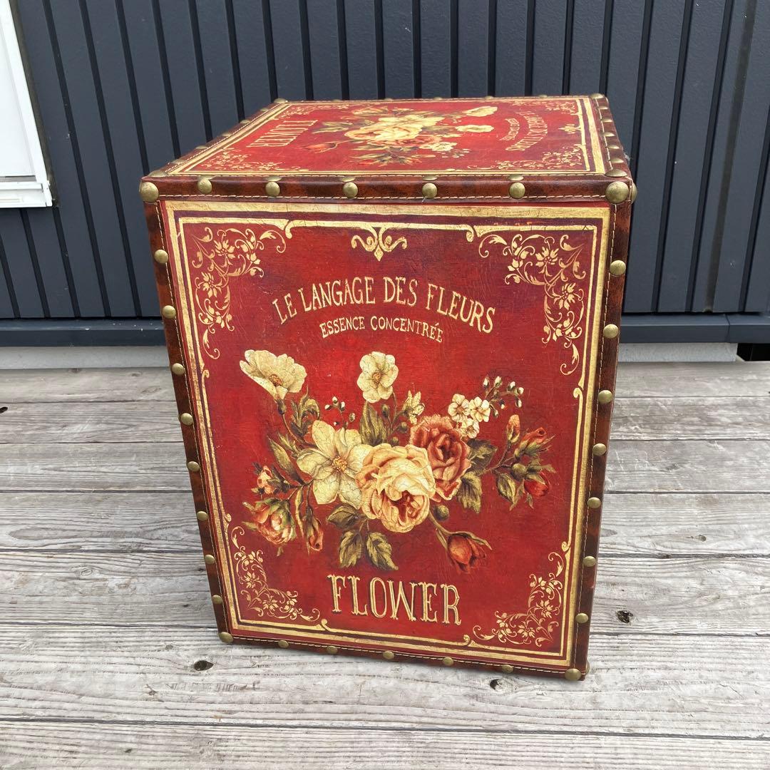 北欧レトロ アンティーク 薔薇柄ミニチェスト ナイトテーブル サイドテーブル