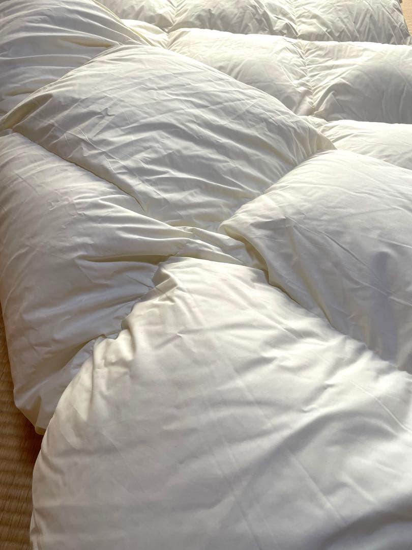 中込寝具　冬用羽毛布団　シングルサイズ　アイボリー　掛け布団