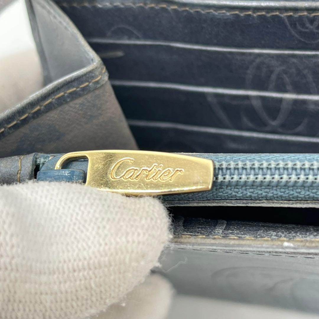 カルティエ 長財布 フラップ ハッピーバースデー ロゴ型押し レザー シルバー