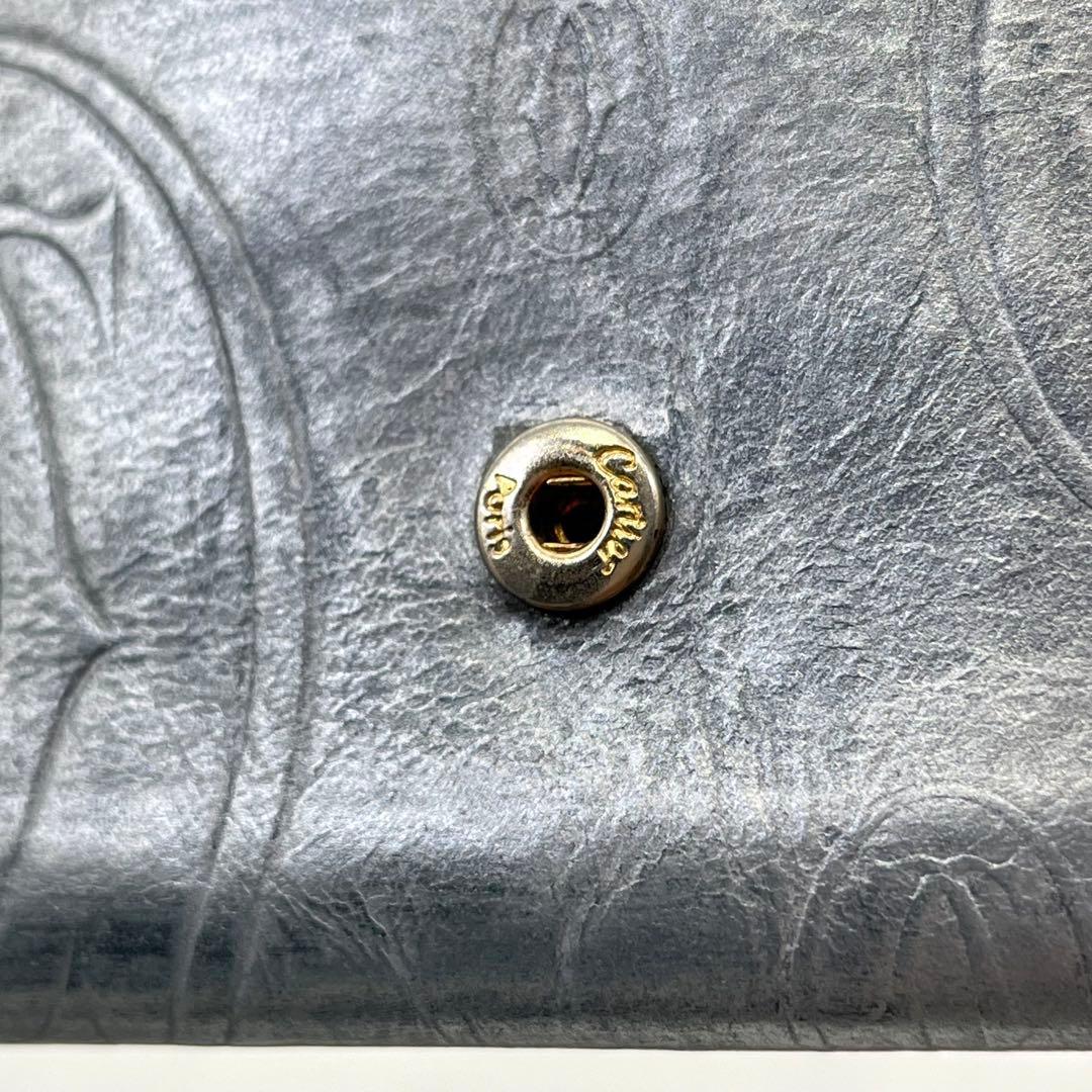 カルティエ 長財布 フラップ ハッピーバースデー ロゴ型押し レザー シルバー