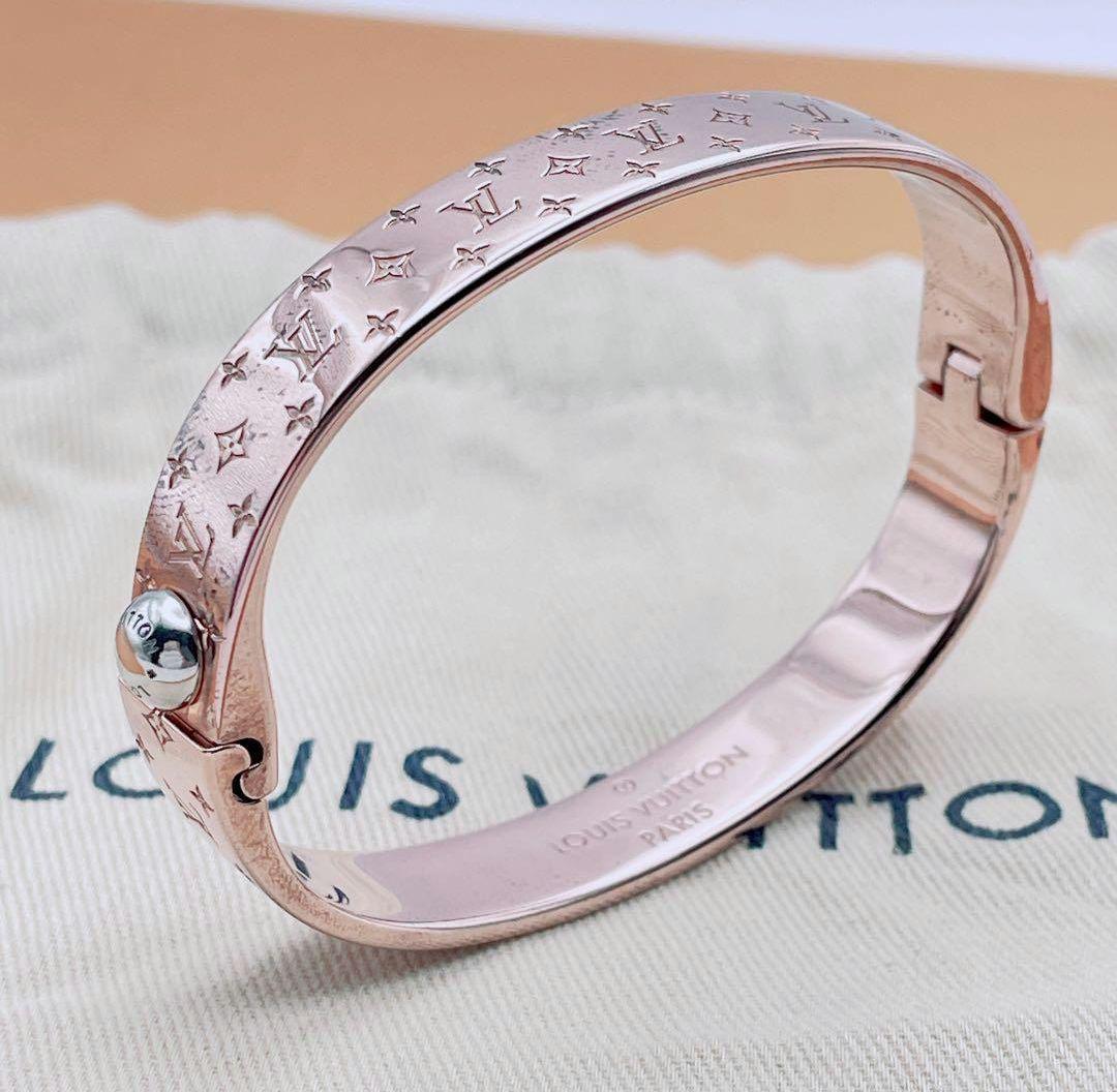 特価◆Louis Vuitton カフ ナノグラム ピンクゴールドバングル