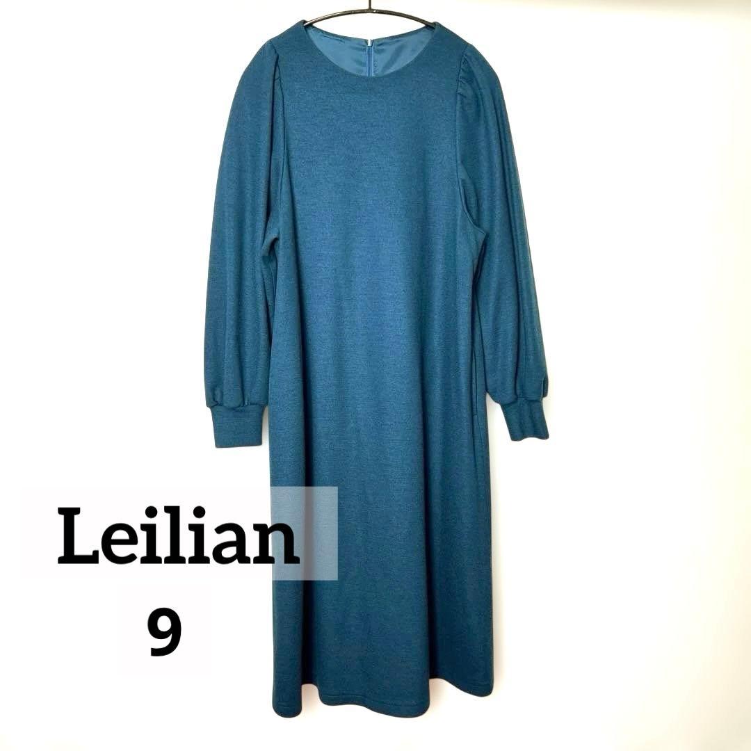 Leilian ホワイトレーベル ウールワンピース ブルー