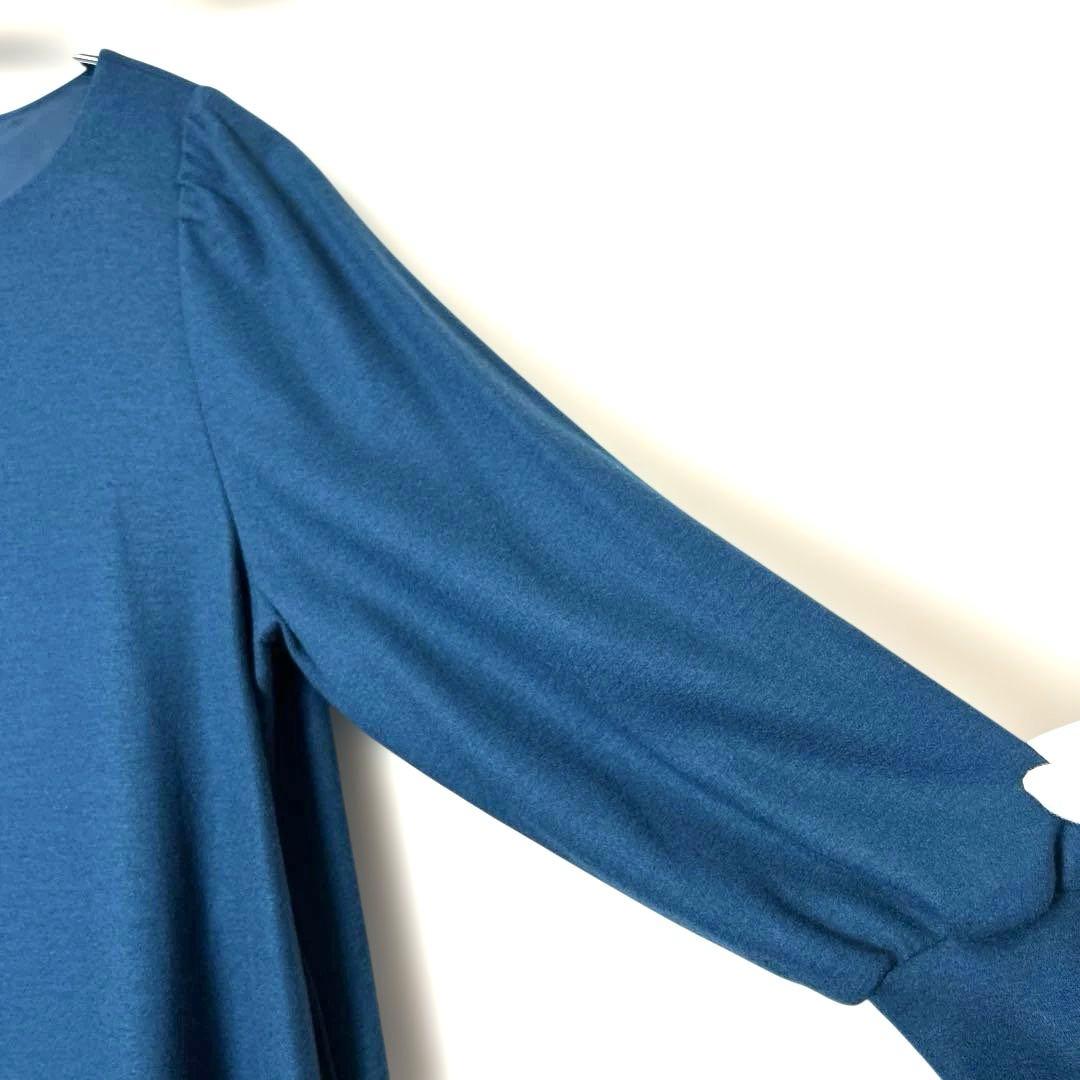 Leilian ホワイトレーベル ウールワンピース ブルー