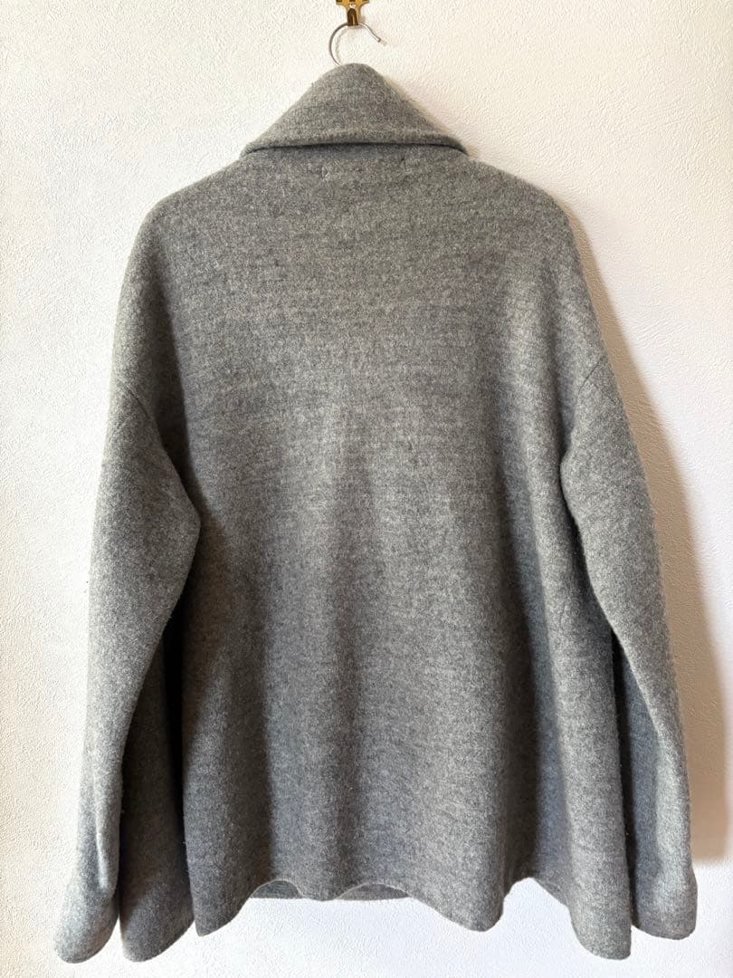 45R ウール ダブル ブレスト コート グレー