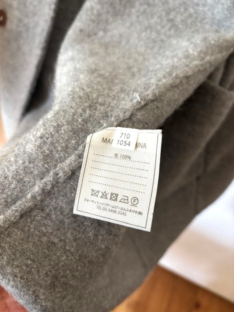 45R ウール ダブル ブレスト コート グレー