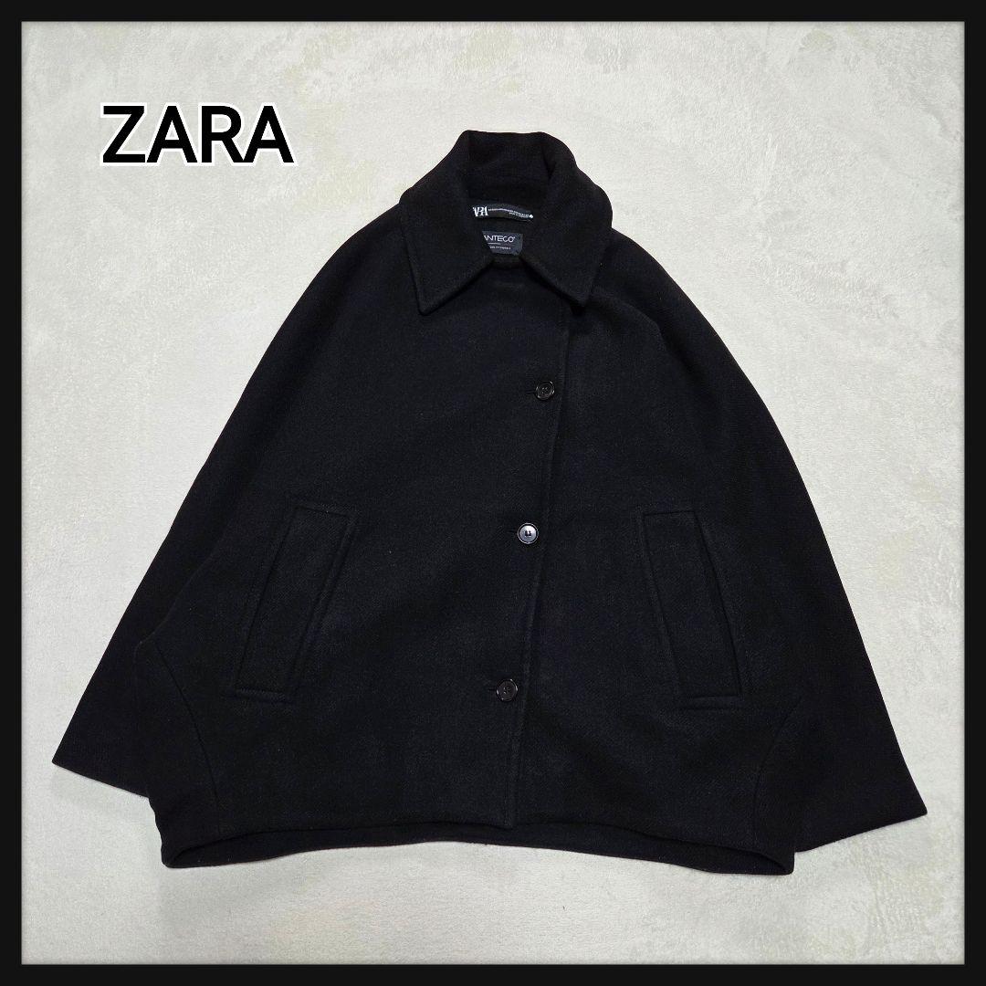 ZARA×MANTECO ウールブレンドオーバーサイズコート XXS ブラック