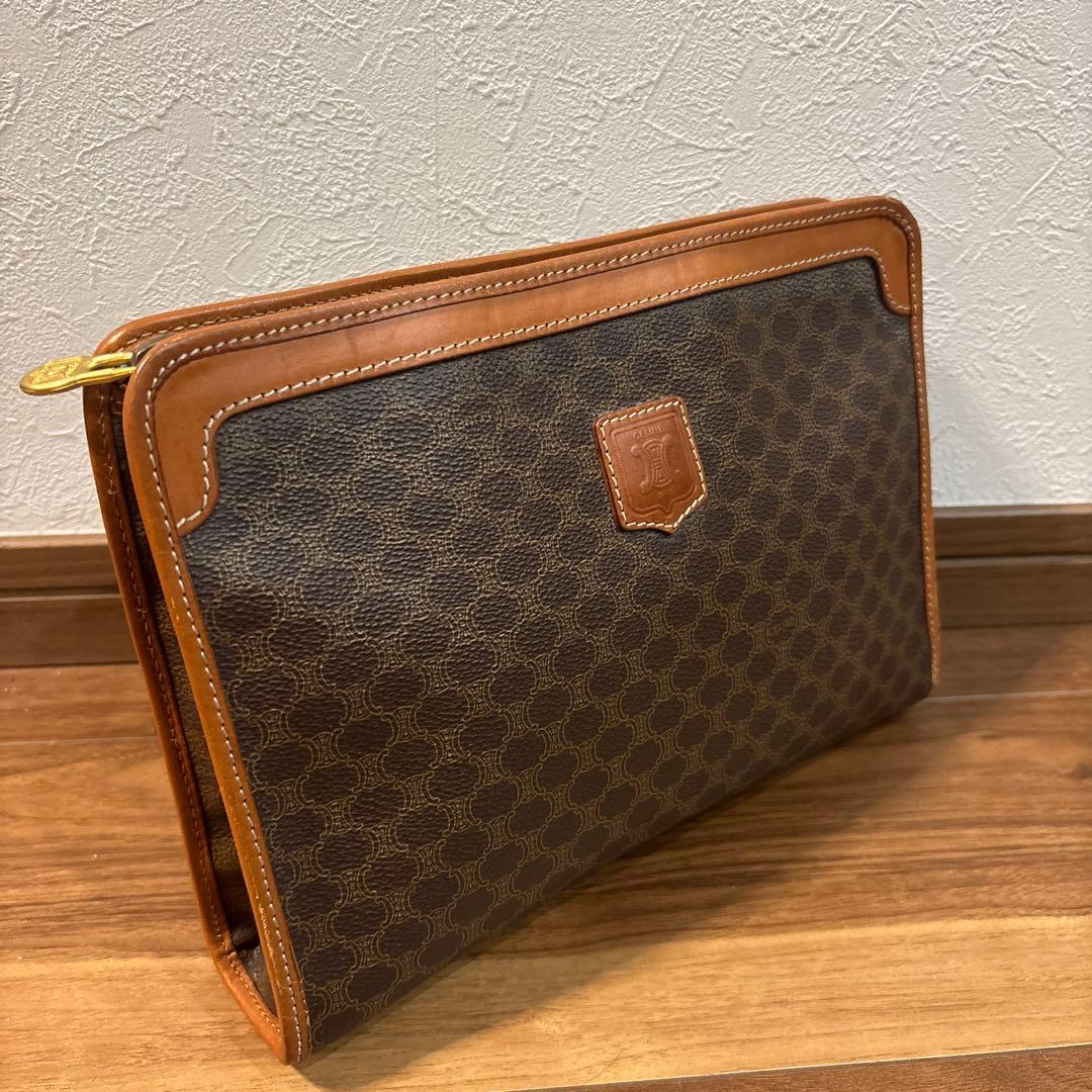 極美品☆【CELINE】セリーヌ セカンドバッグ マカダム柄 PVC/レザー