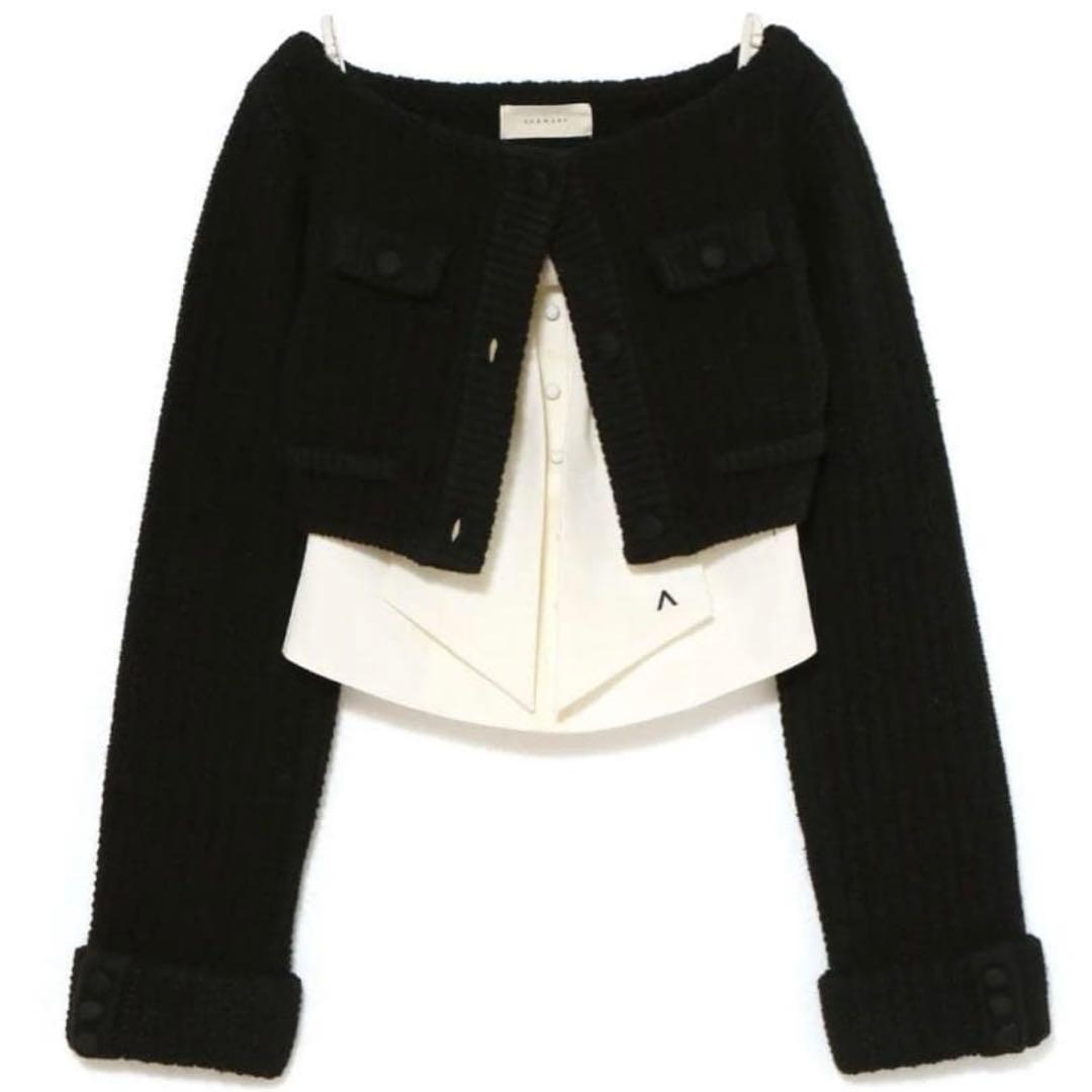 トップス andmary Twiggy tweed ribbon set tops