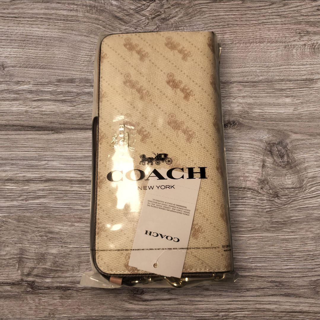 新品未使用 COACH 馬車総柄 L字ファスナー長財布 箱付