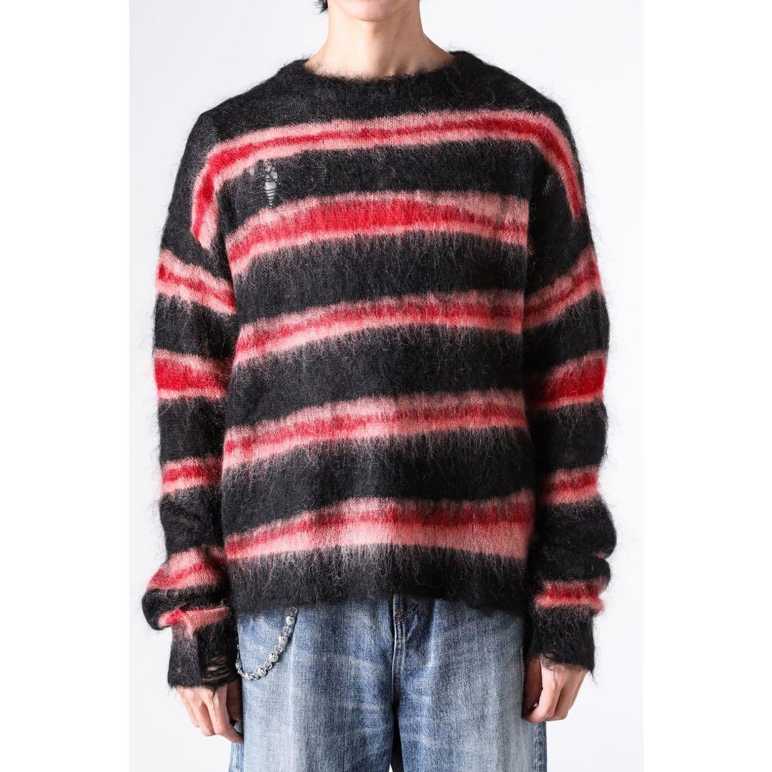 トップス 25AW Distressed Border Mohair Sweater
