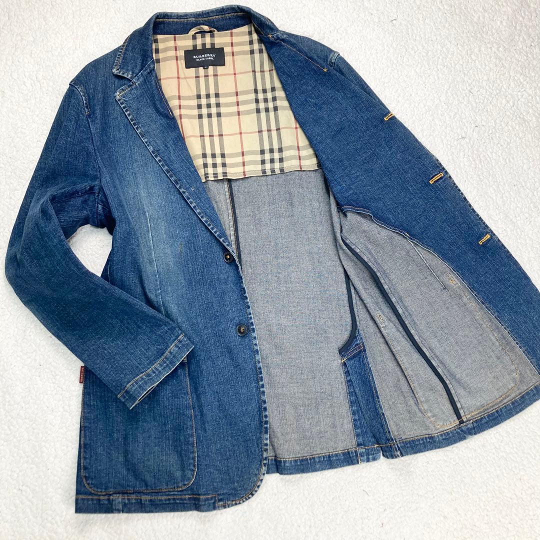 バーバリーブラックレーベル デニム アンコンジャケット ノバチェック