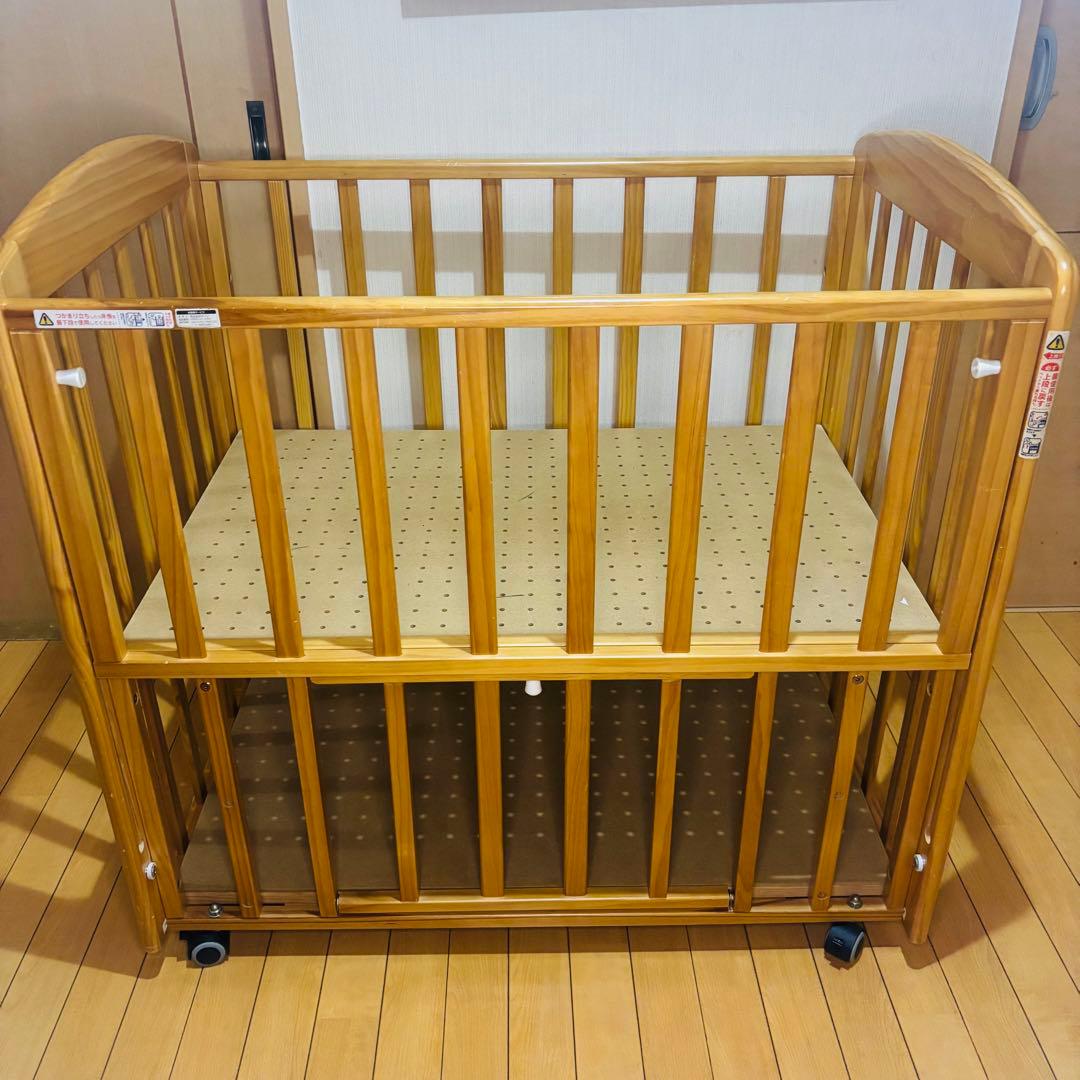 分解可説明書付】カトージ ミニベビーベッド チャーミー ナチュラル キャスター付