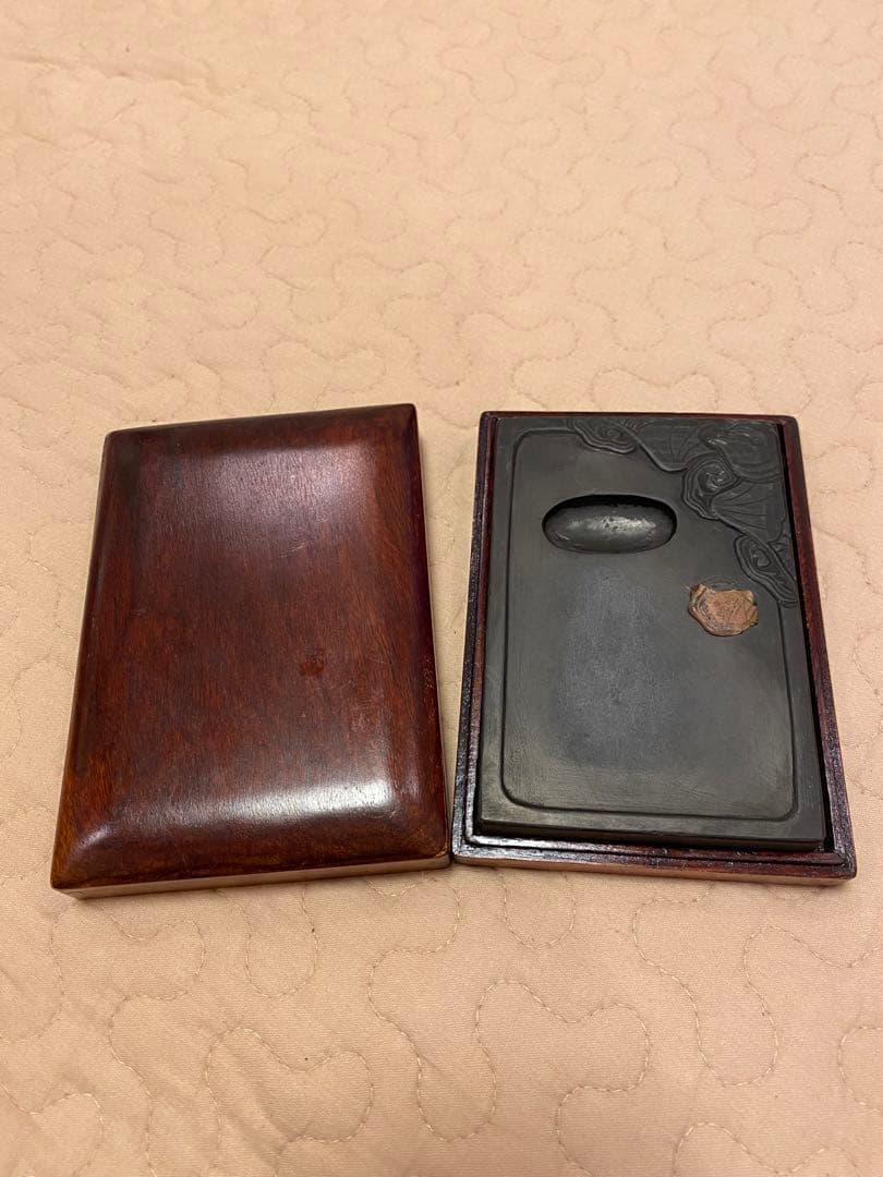 硯⑪年始値下げ【新品未使用】端渓硯（彫刻:蝙蝠）