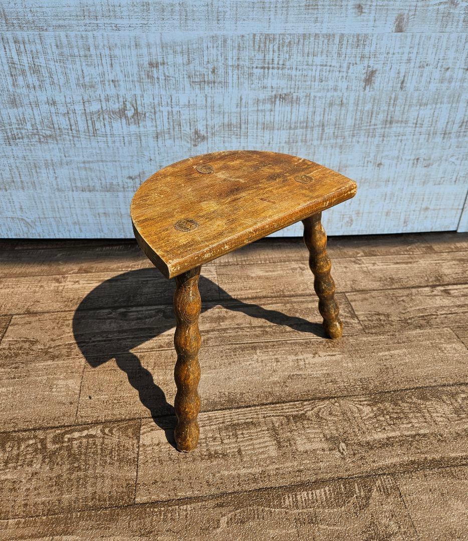 フランスアンティーク 木製 ウッドスツール 花台 飾り台 ドール ボビンレッグ