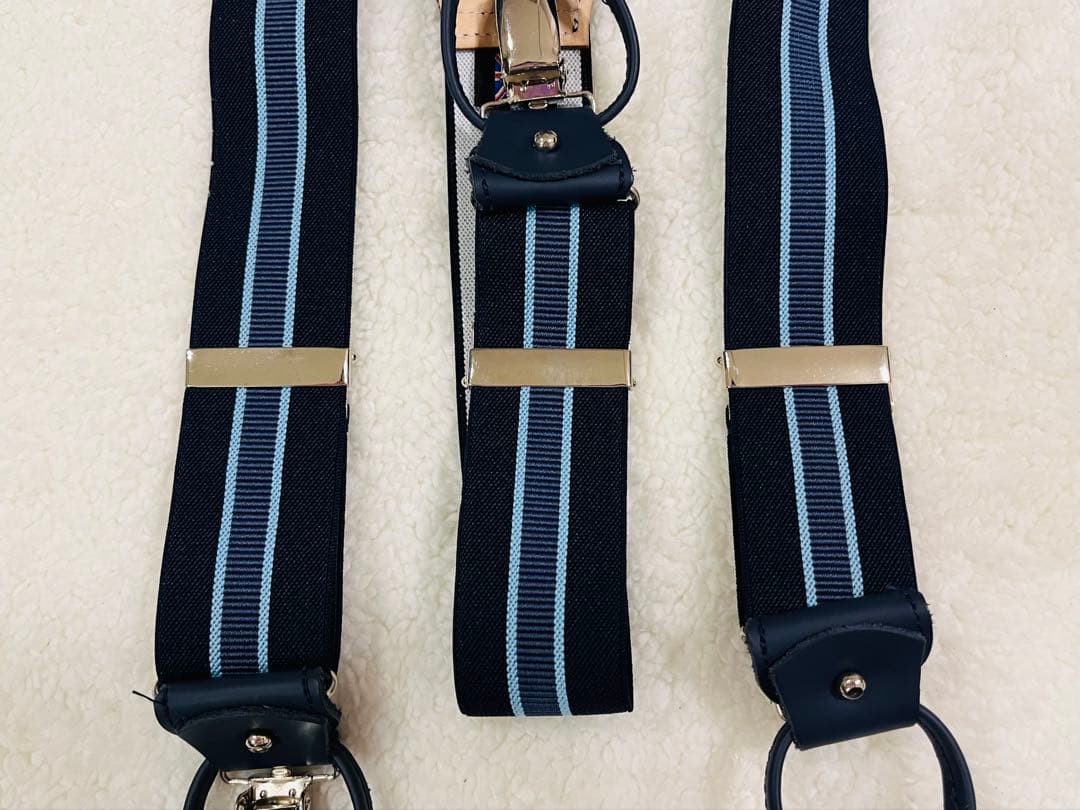 【美品】 THURSTON サスペンダー　ネイビー　ストライプ