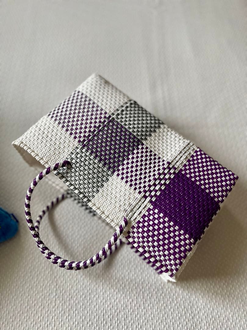 レトラ★メルカドバッグ★Letra×hal 限定コラボ パープルチェック XS