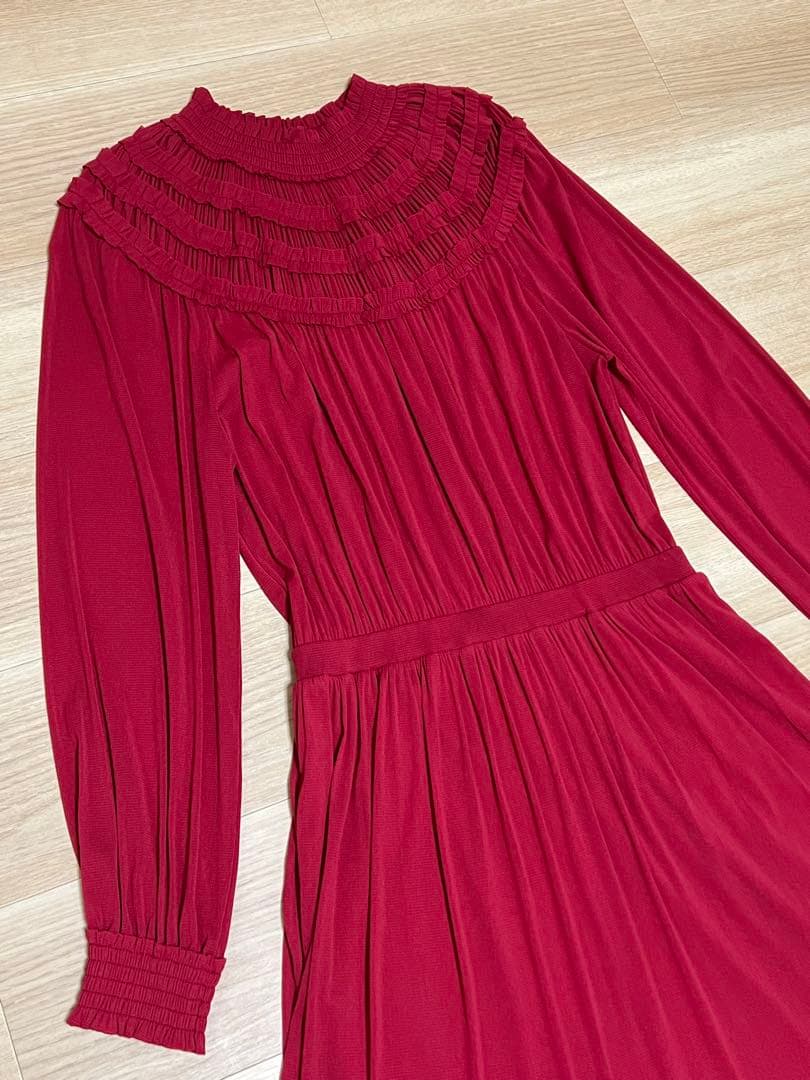 ヴィヴィアンタム パワーネット フリル×ティアード ドレス 赤