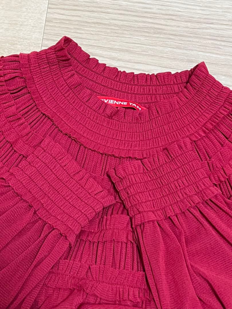 ヴィヴィアンタム パワーネット フリル×ティアード ドレス 赤