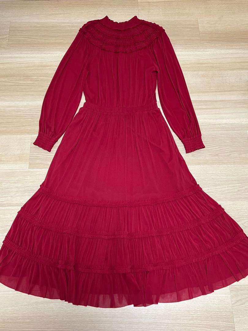 ヴィヴィアンタム パワーネット フリル×ティアード ドレス 赤
