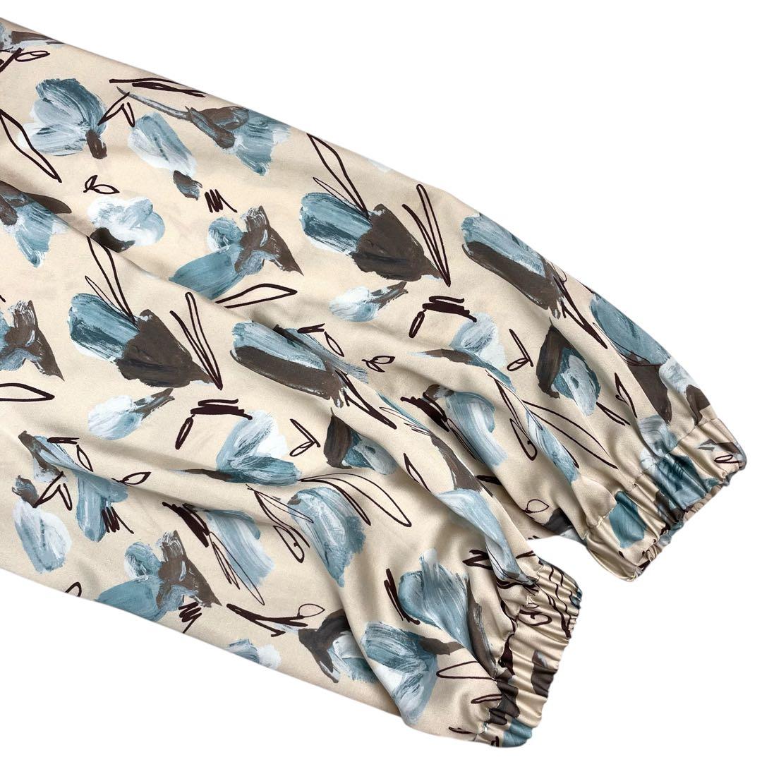 美品 トゥモローランド 近年 ブーゲンビリアプリント ボウタイギャザーブラウス