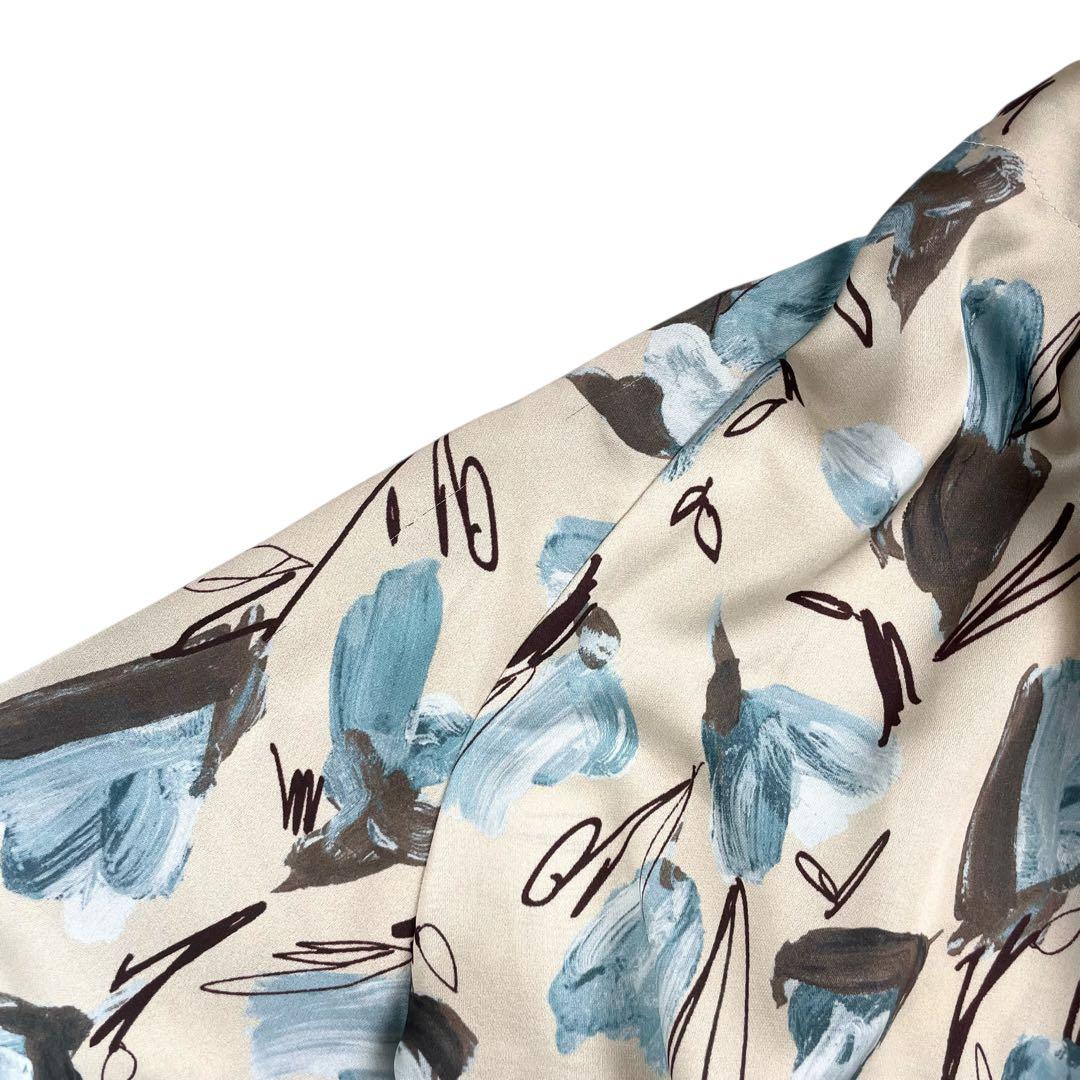 美品 トゥモローランド 近年 ブーゲンビリアプリント ボウタイギャザーブラウス