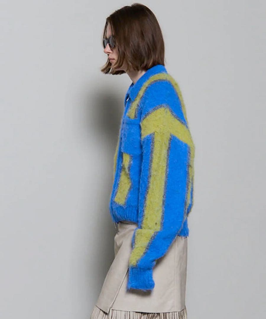 トップス Soutien Collar Stripe Zip Knit Cardigan