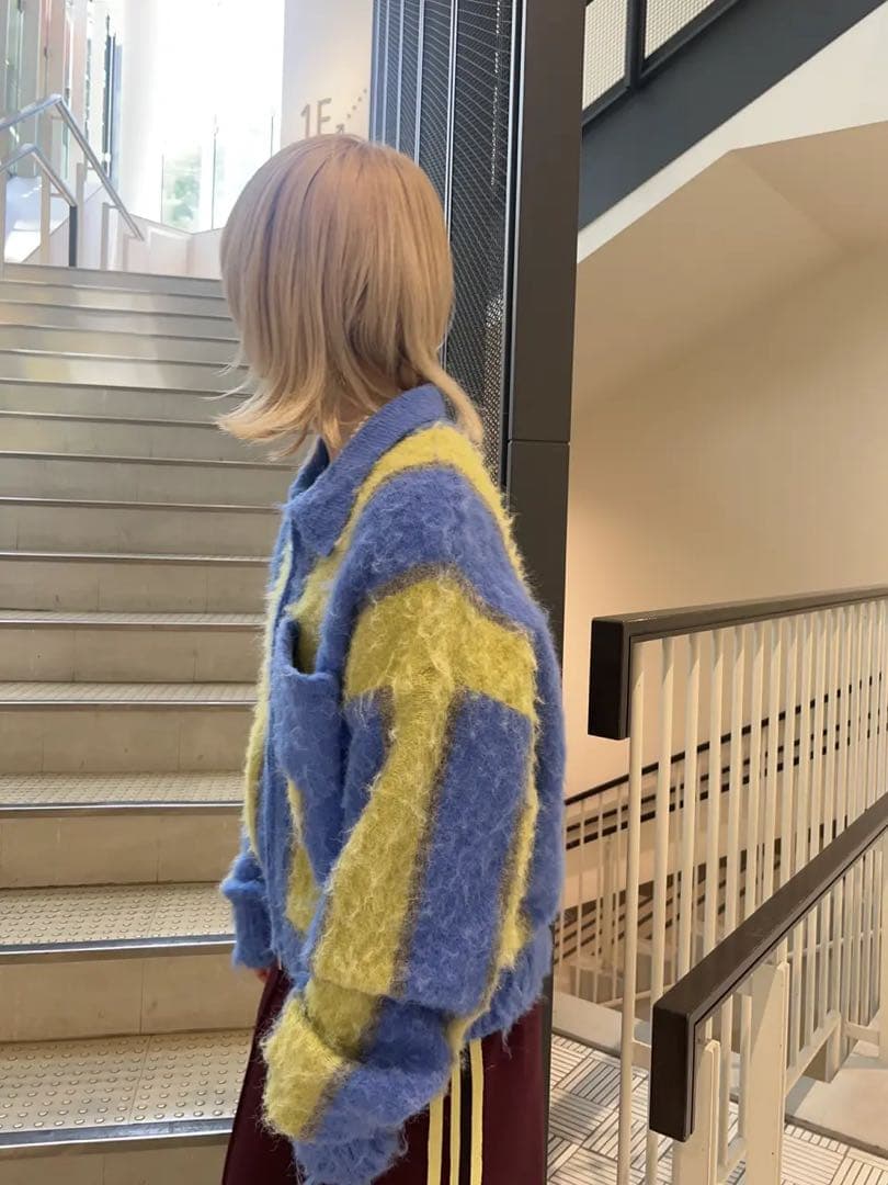 トップス Soutien Collar Stripe Zip Knit Cardigan