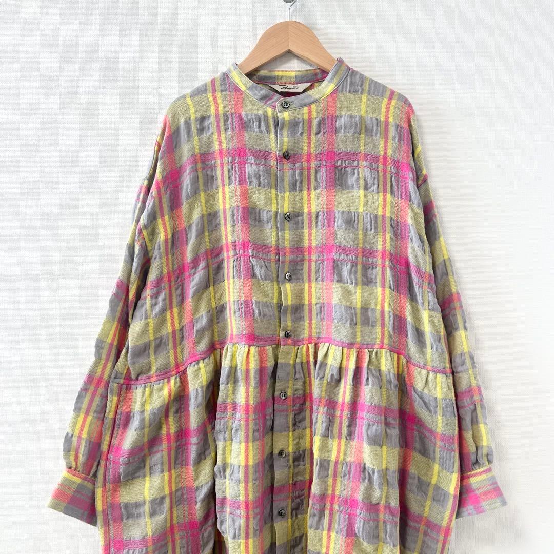 2025AW✨イチアンティークス　コットンウールタータンチェックシャツワンピース
