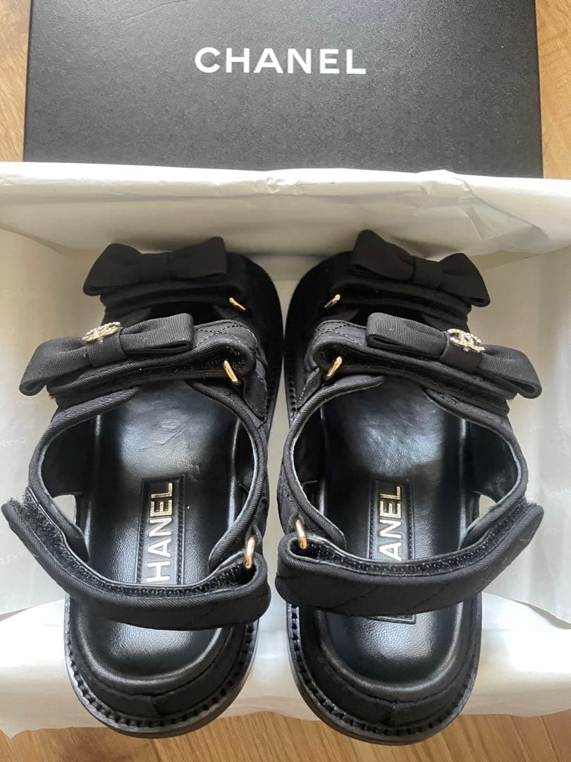 シャネル CHANELリボン サンダル