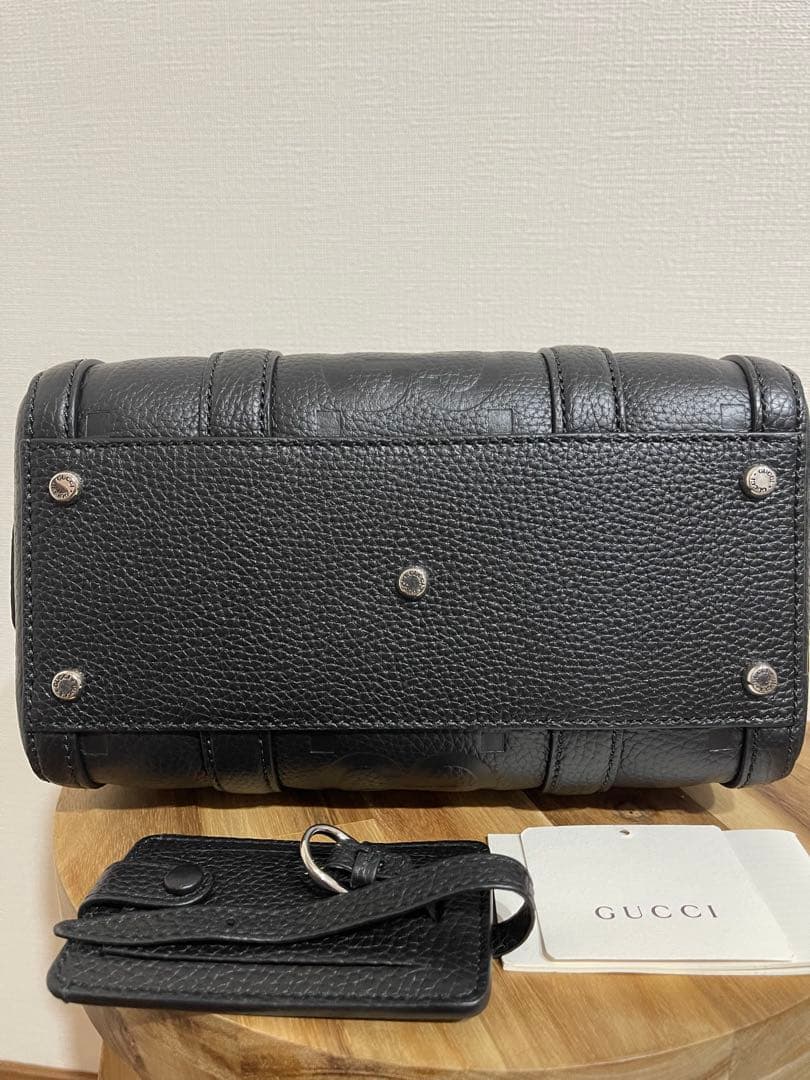 【本日限りセール】GUCCI ブラックレザージャンボGGミニダッフルバッグ
