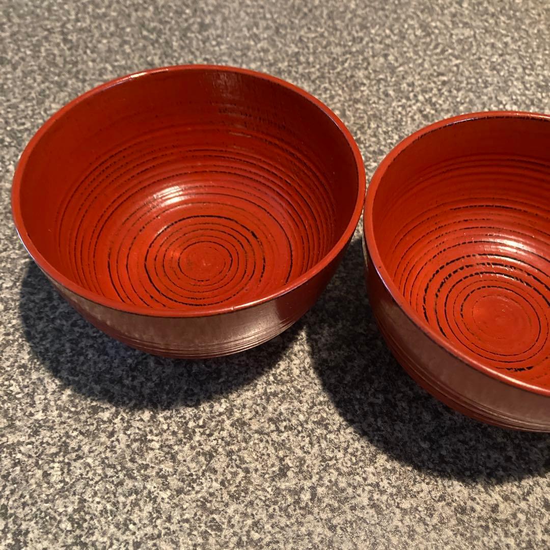 京都象彦　よろず椀汁椀飯椀　根來塗　漆塗　二客