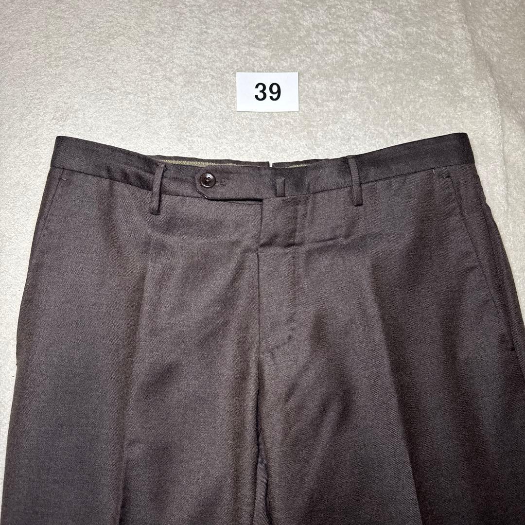 39 極美品　秋冬　インコテックス　スラックス　ブラウン　46 ウール