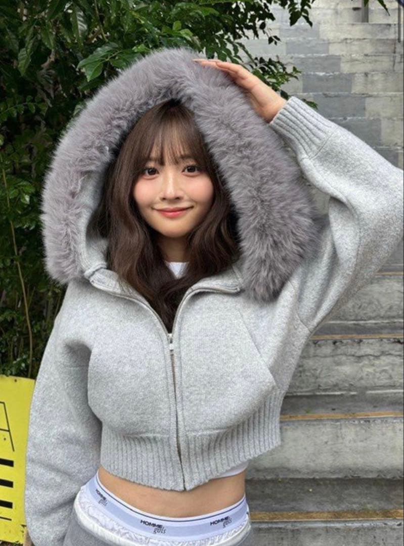 c*♡様 スナイデル 完売♡ウサギオンライン限定 ファー付きニットパーカー グレ