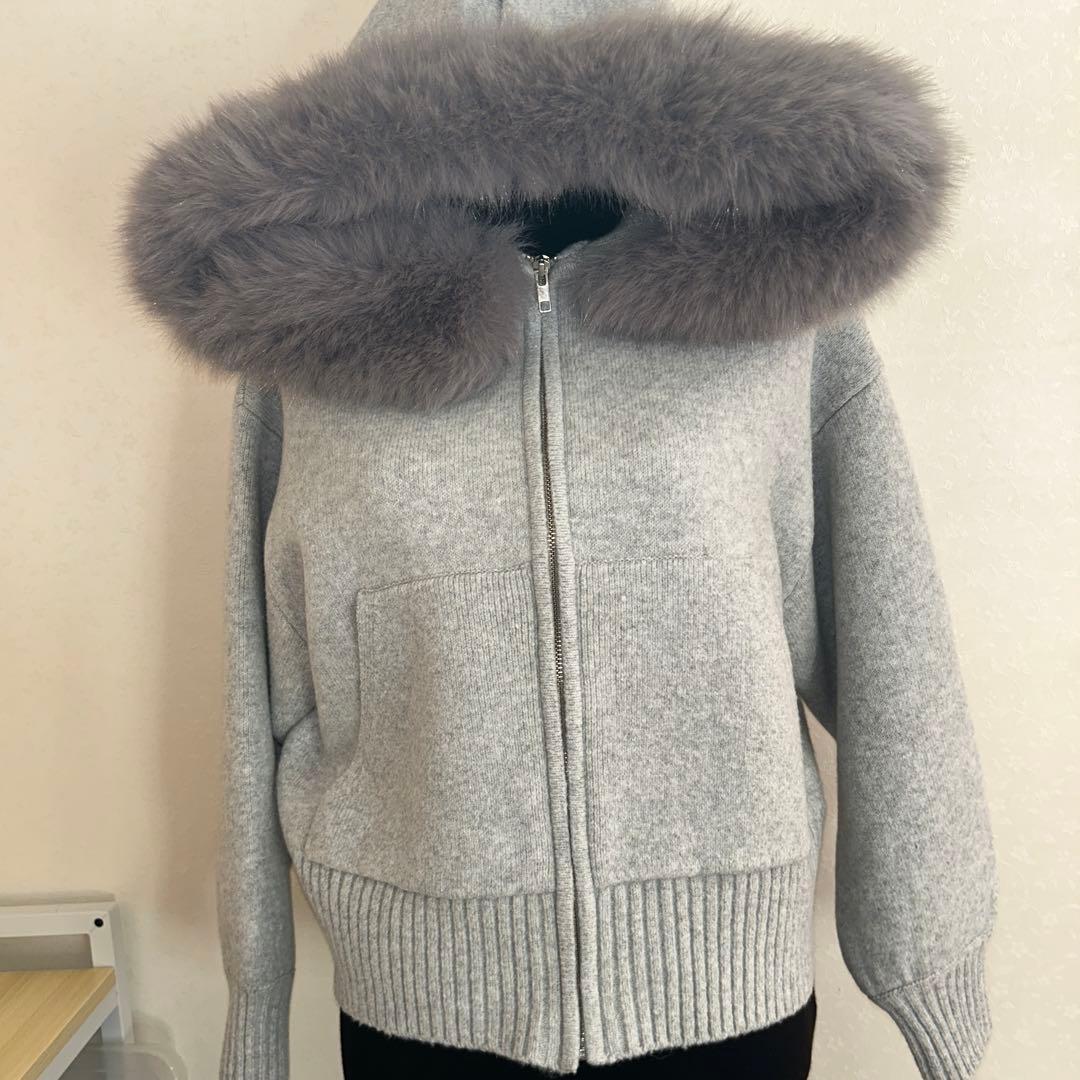 c*♡様 スナイデル 完売♡ウサギオンライン限定 ファー付きニットパーカー グレ