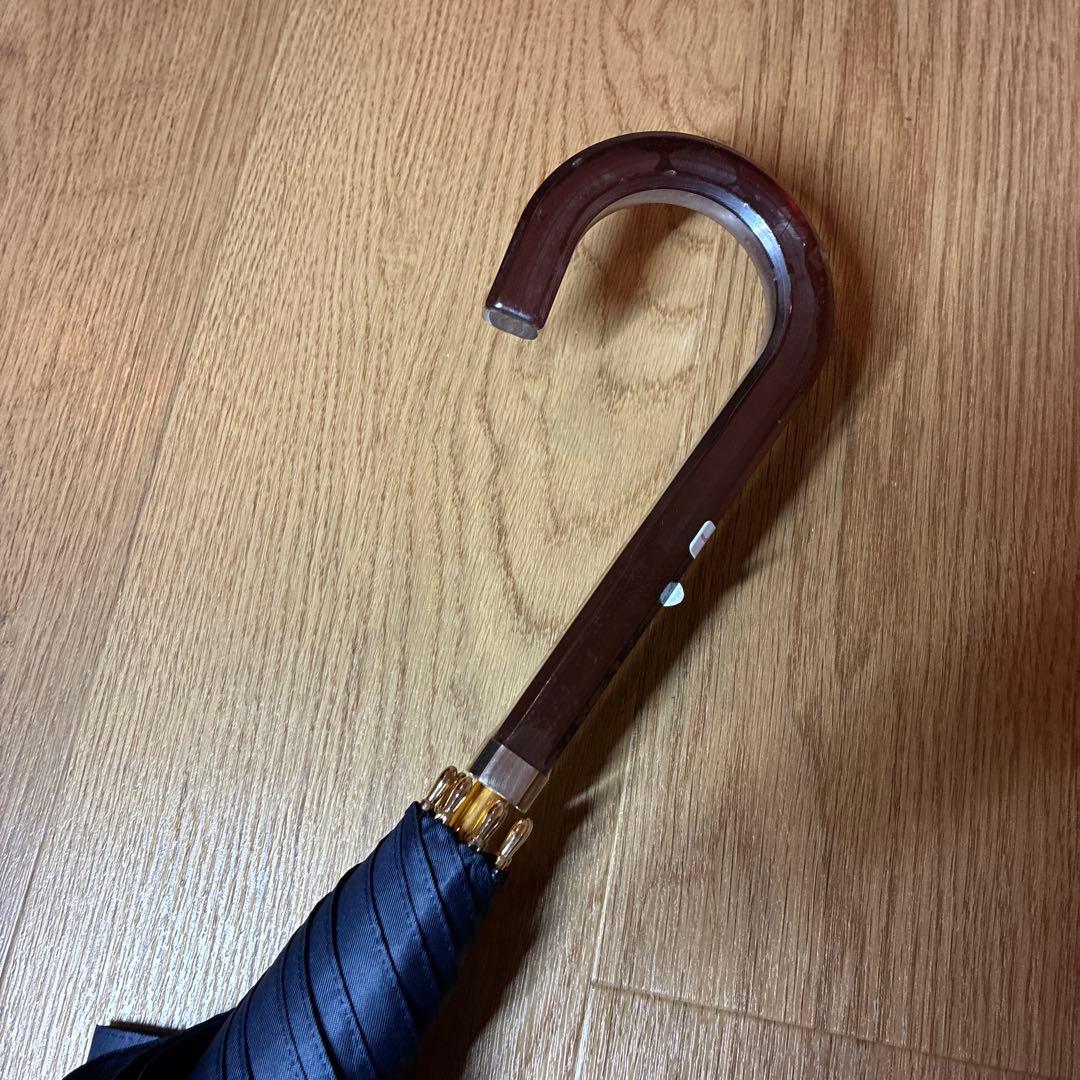 【未使用品】フルラ ロゴ 総柄 晴雨兼用 長傘 日傘 ネイビー×ホワイト