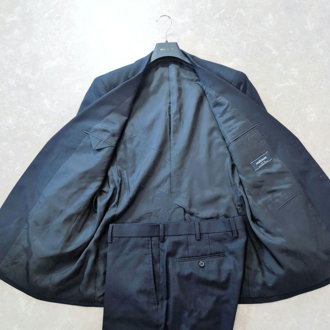 【極美品】NEWYORKER　ネイビー　チェック　XXL　AB8 超特大　現行