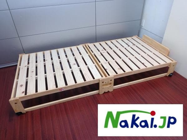 ①中居木工 折りたたみひのきスノコベッド ロータイプ シングル