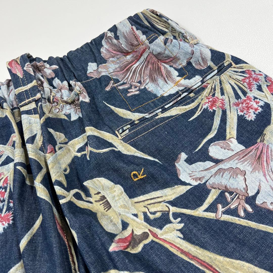 美品　45R イージーポッポ　リリープリント　ハーフパンツ　藍染　インディゴ染め