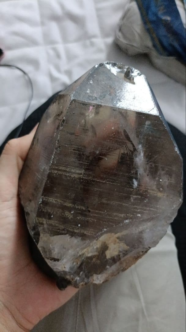 虹入りスモーキークォーツクラスター原石 黒水晶モリオン