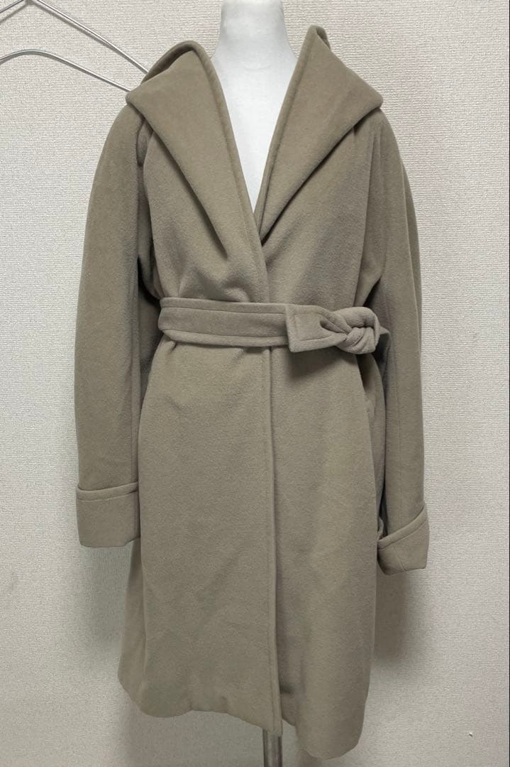 【GUCCI】フード付き ウールカシミヤ混コート ベージュ 42