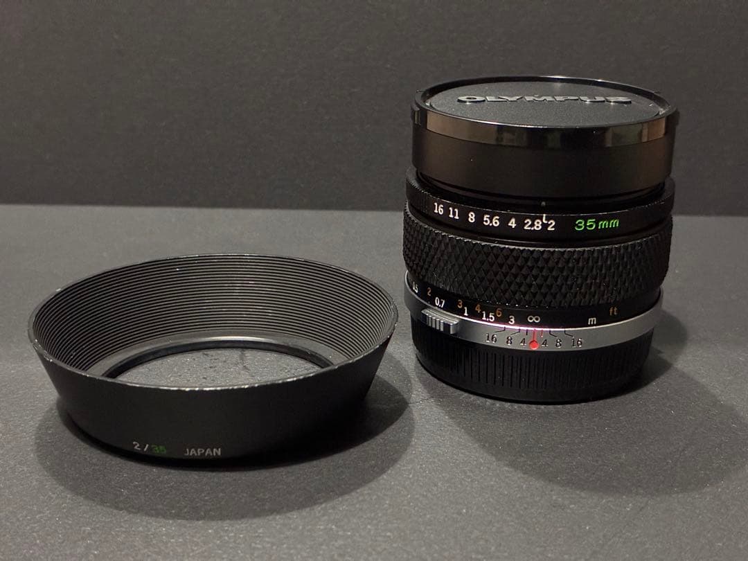 オリンパス MC AUTO-W zuiko 35mm f/2 フード付き