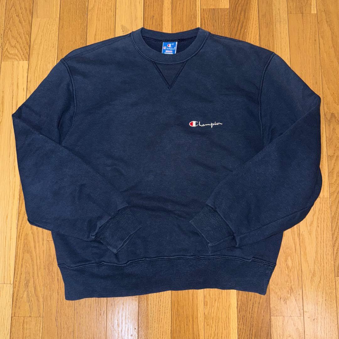 90's old champion 青タグ刺繍 トレーナー ネイビー