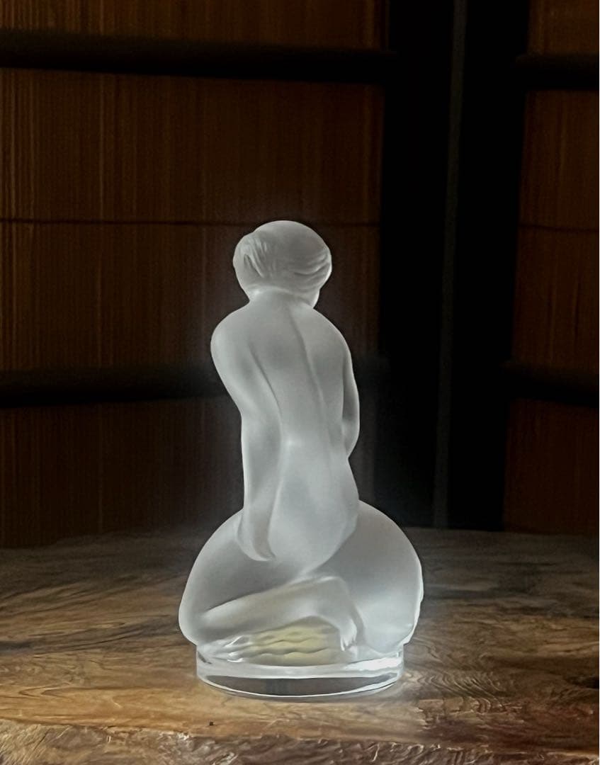 OLD LALIQUE フロストクリスタル女性像と白鳥