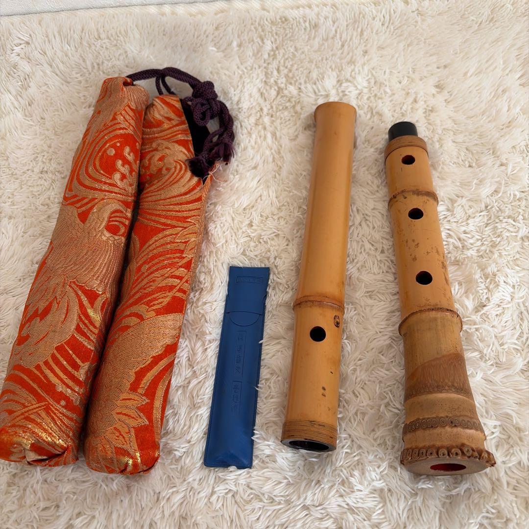 d*3様 尺八 竹製 二分割 ケース　文字あり 1.8尺
