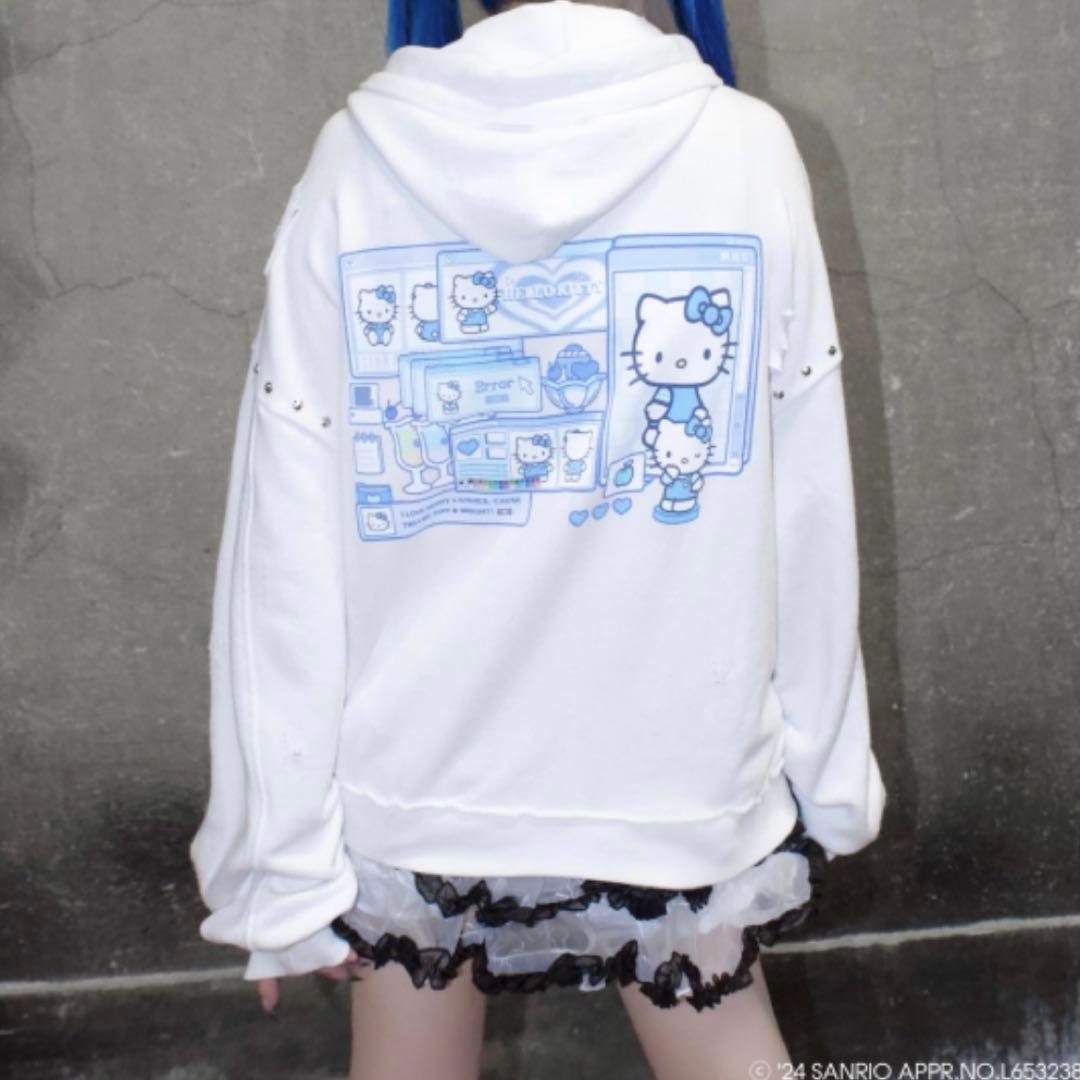 QOOZA × HELLO KITTY / KITTYコラボパーカー（WHT）