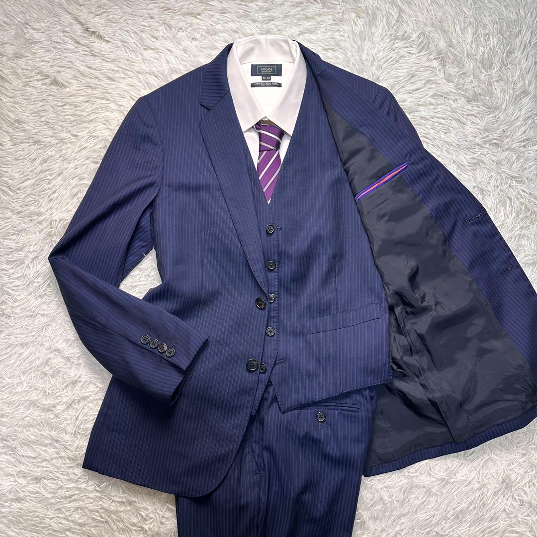 現行 未使用級 ポールスミス 3ピース ネイビー ストライプ M