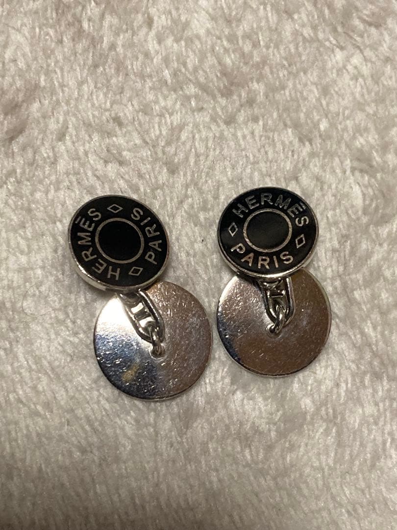 メ*長様 HERMES カフリンクス 黒 シルバー