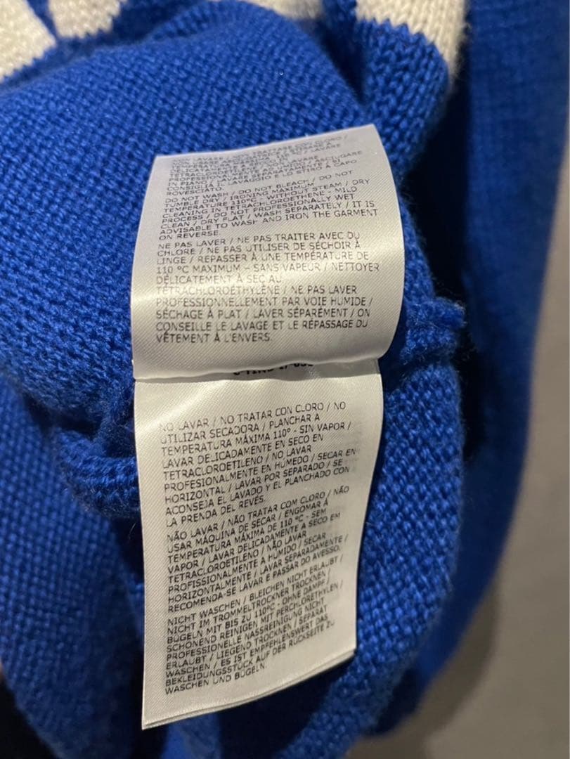 モンクレール モックネック ニット ロゴ 青 XL セーター MAGLIONE