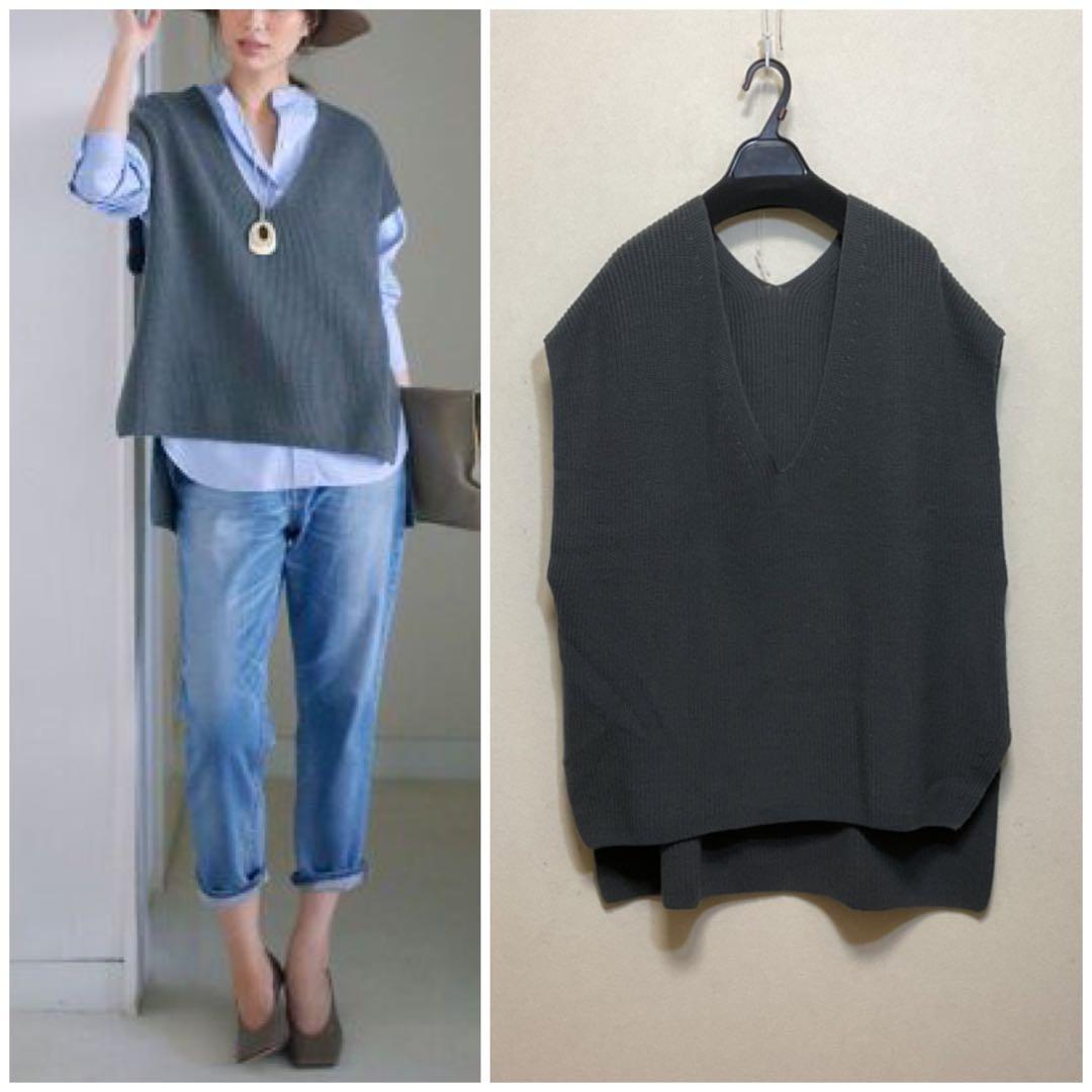 大きいサイズ 23区 ライトウールバルキーニットベスト(自由区ICBクミキョク)