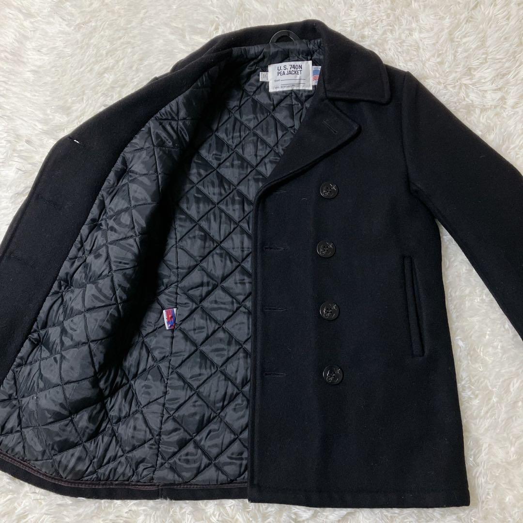 美品✨ Schott ピーコート 740 裏地キルティング 黒 36 ショット